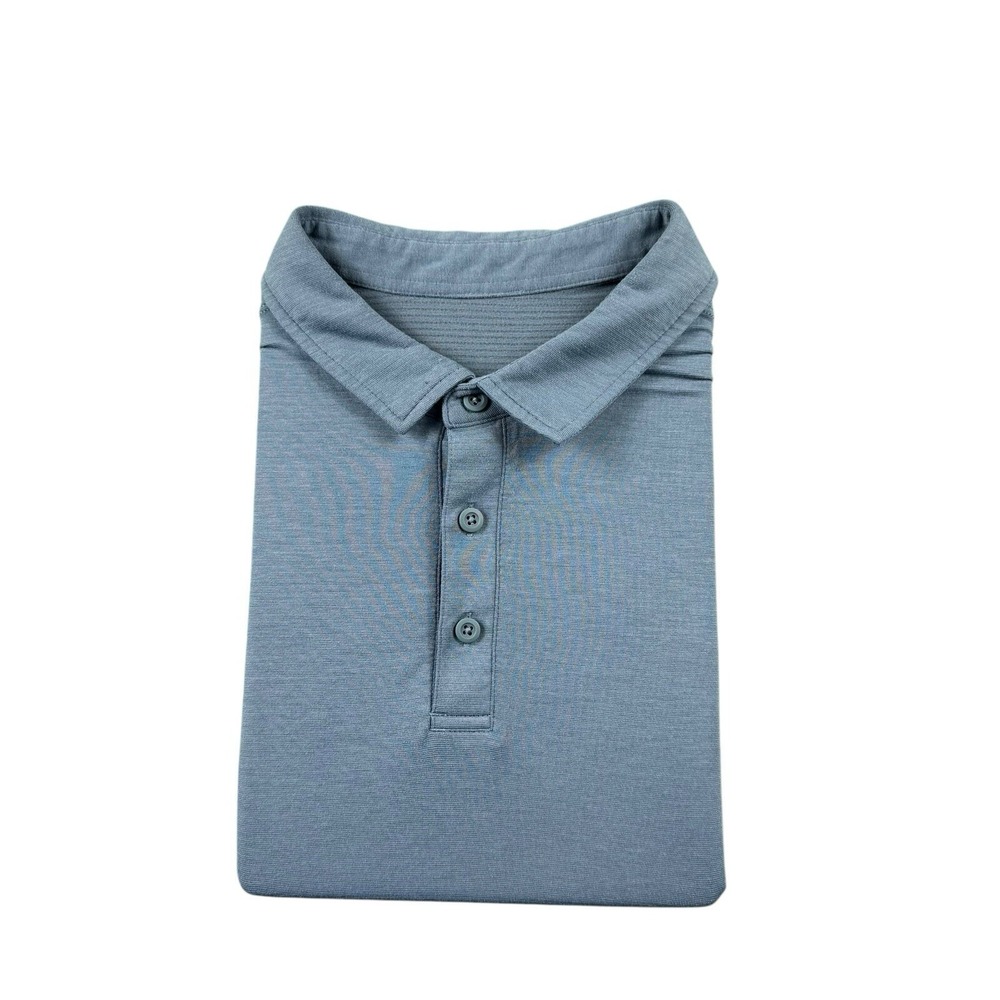 Lululemon Evolution Mens Performance Polo Shirt Blue XL Golf Tennis Short Sleeve
